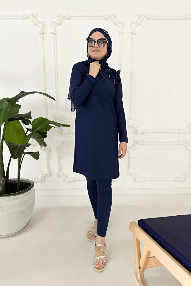 Ruffled Rhinestone TESETURE SWIMSUIT - 1