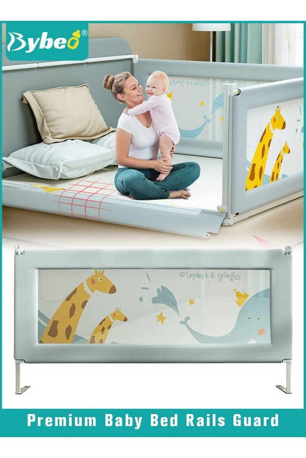 Baby Bed Rails Guard, Collapsible Baby Side Bedrail, Kids' Safety Bed Fence, Upgraded Barrier, Foldable Safeguard for Queen King Twin Bed, with Adjustable Height, 180cm, 1pcs