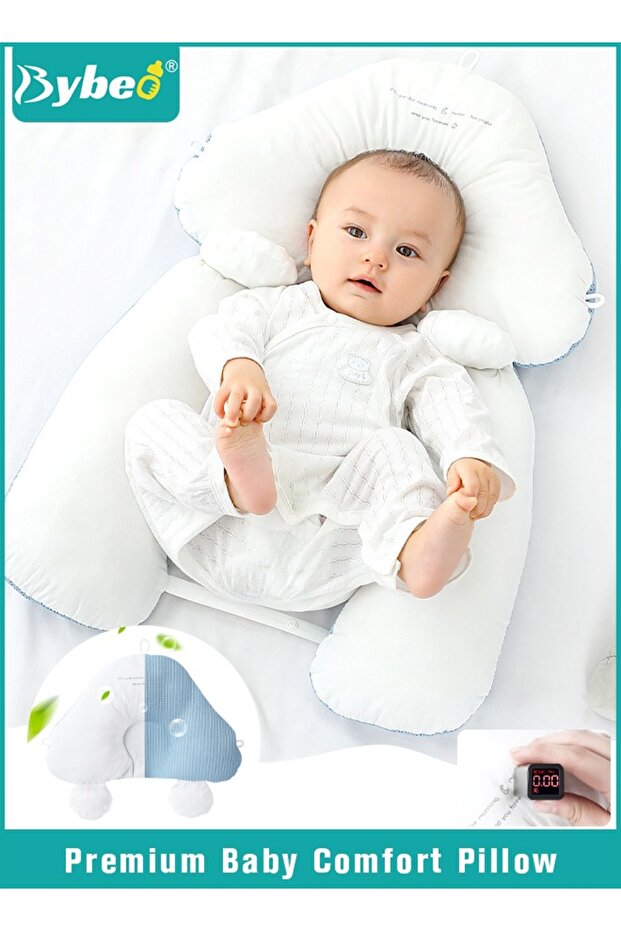 Baby Nursery Sleeping Pillow For Newborn, Baby Shaping Pillow With 2 Anti-Startle Sides, Soft Cotton