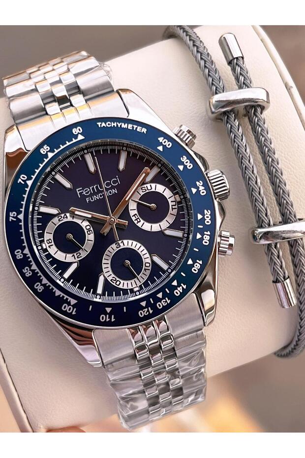 2 Years Warranty Steel Band Inner Dial Features Active 3 Atm Men's Wristwatch Ef.03648.2