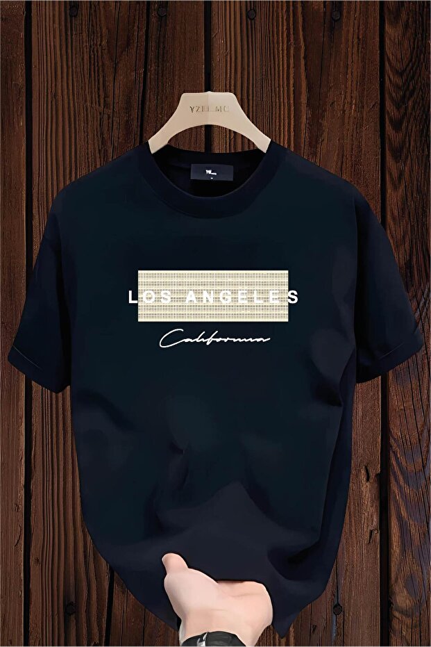 Cotton Comfortable Stylish Los Angeles Dotted Yellow Design T-Shirt Tshirt