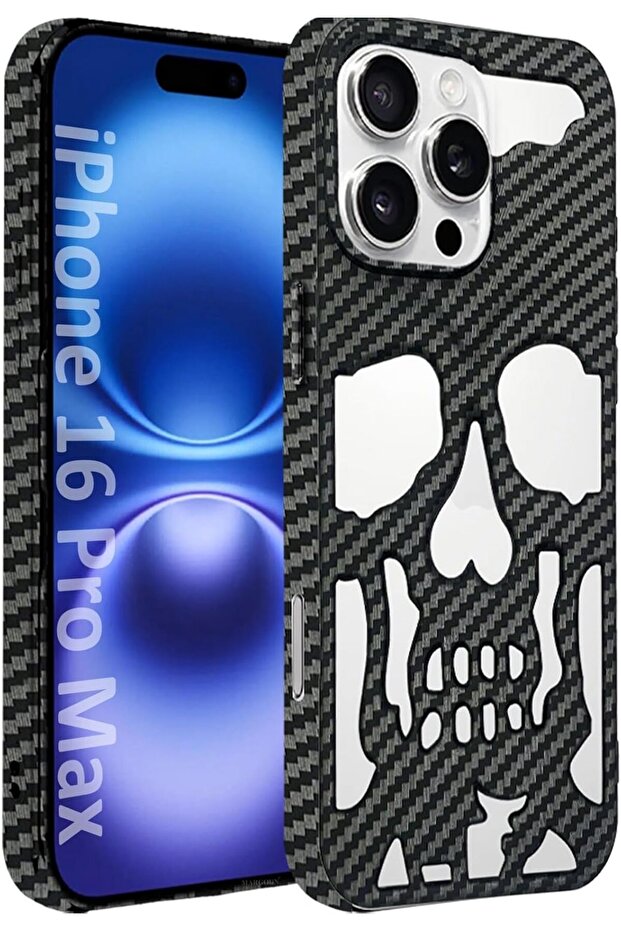 for iPhone 16 Pro Max Skull Hollow Shockproof Case (Pattern)