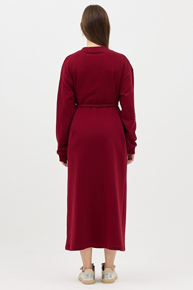 V-Neck Long Sweatshirt Burgundy