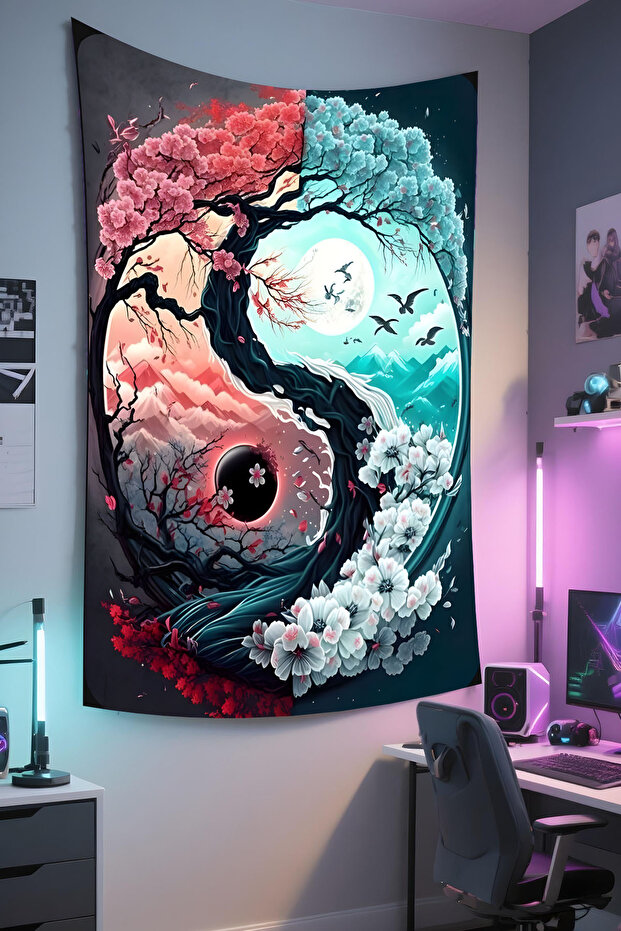 Anime Printed Wall Covering – Anime & Gamer Themed, High-Quality Fabric, Tapestry Wall Carpet