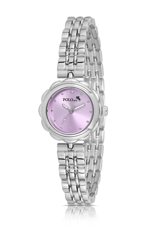 Elegant Flower Case Women Wristwatch Silver Purple Color Pl-1561B5X