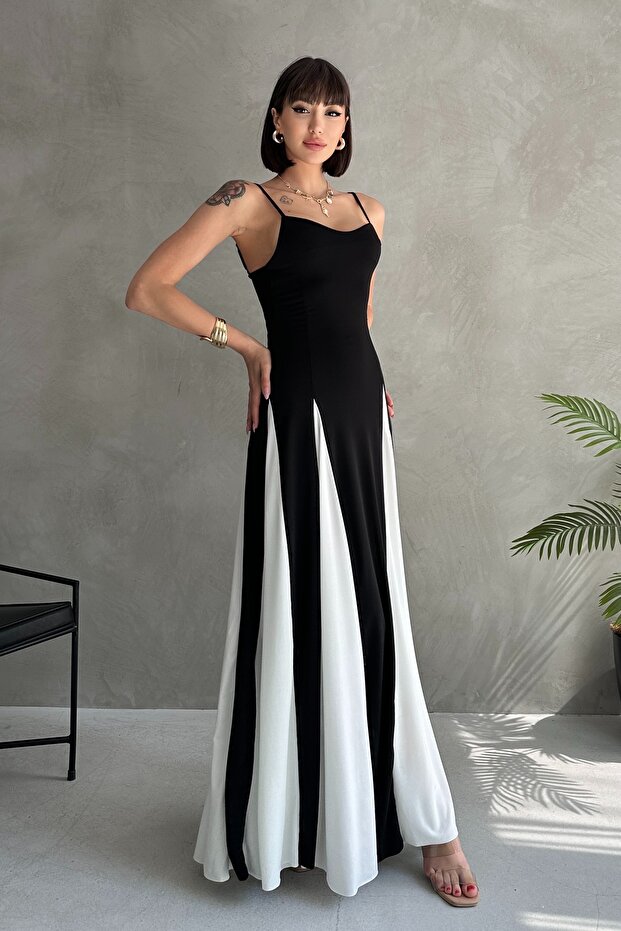 Partial Pattern Sandy Dress with String Straps - 3