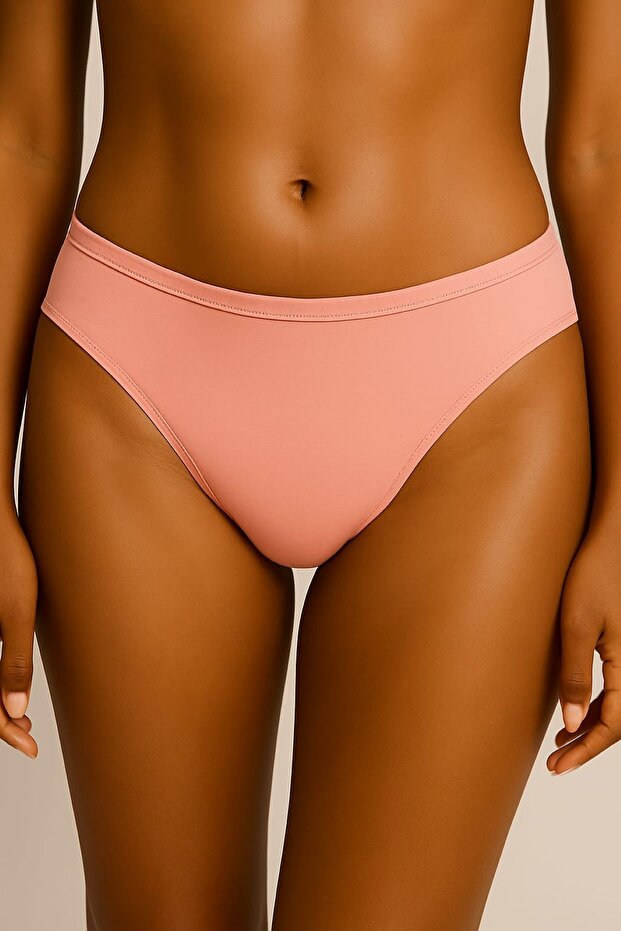 Salmon Pink Cotton Basic Daily Women's Bikini Panties – Regular Waist, Non-Marking, Soft Texture, Flexible Comfortable