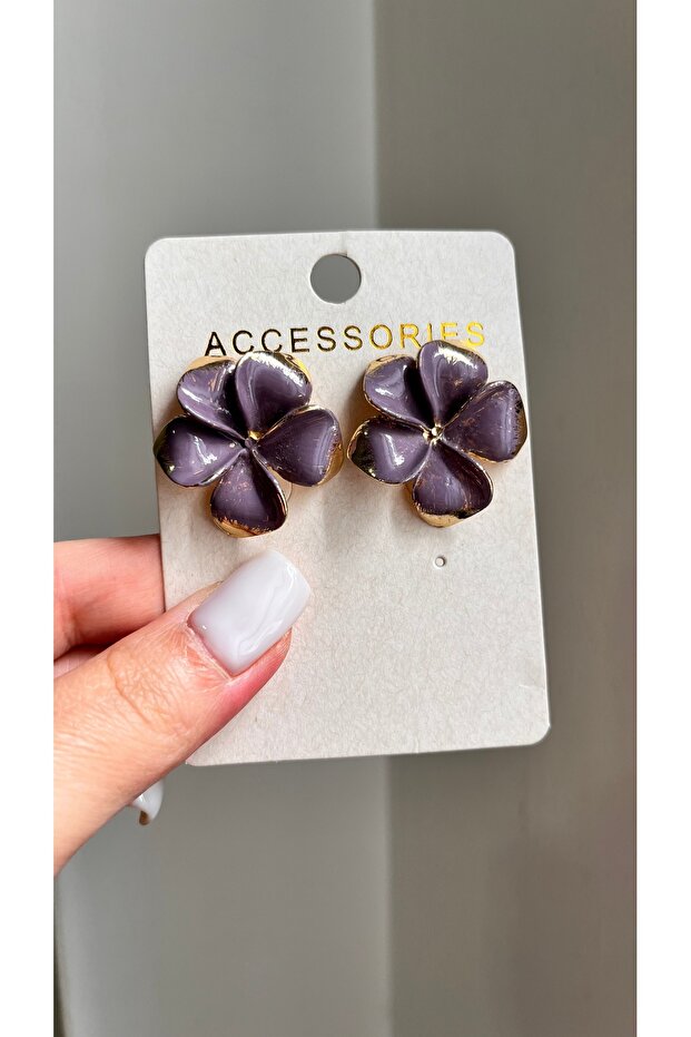 Mor Çiçek Küpe - 1