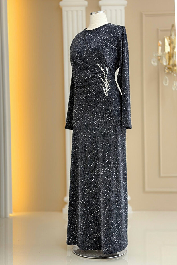 Simge Abiye Elbise Antrasit - 4