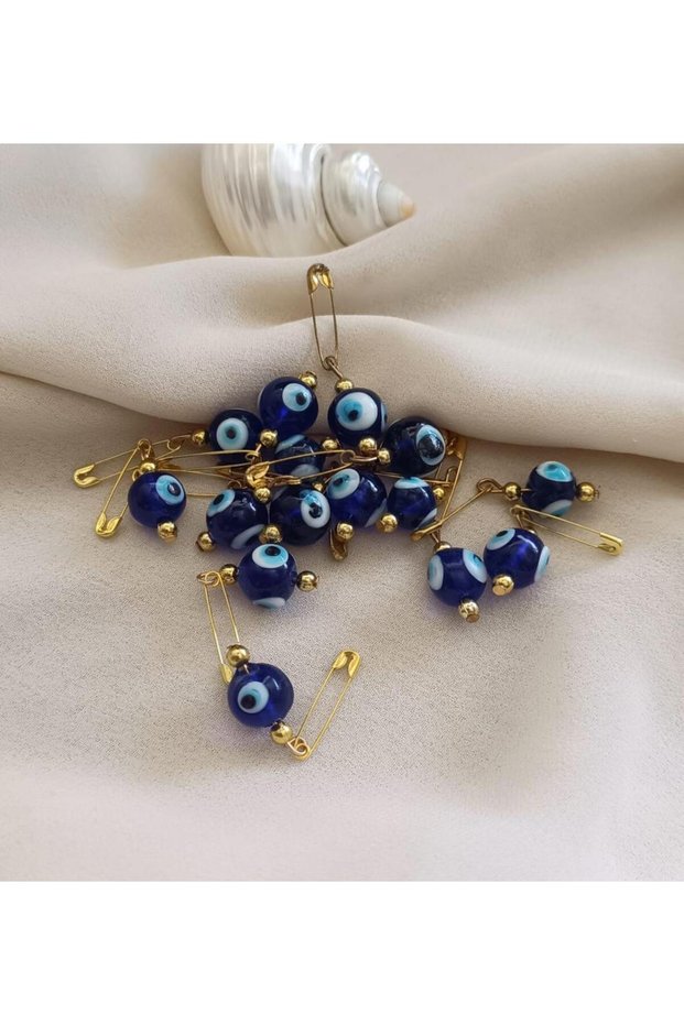 20 Pieces 12 mm Mashallah Glass Evil Eye Beads with Needle Dowry Bundle Needle