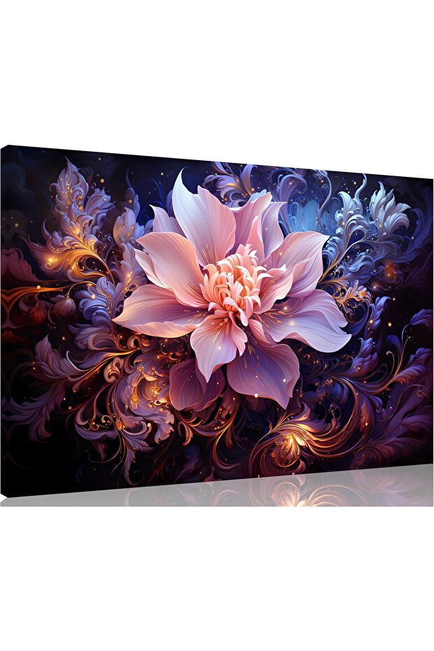 Purple Abstract Floral Canvas Print – Modern Wall Art (60x120 cm Framed)