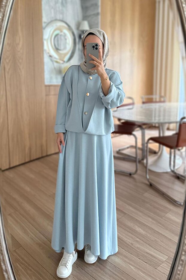 Luna Skirted Modal Suit - Blue