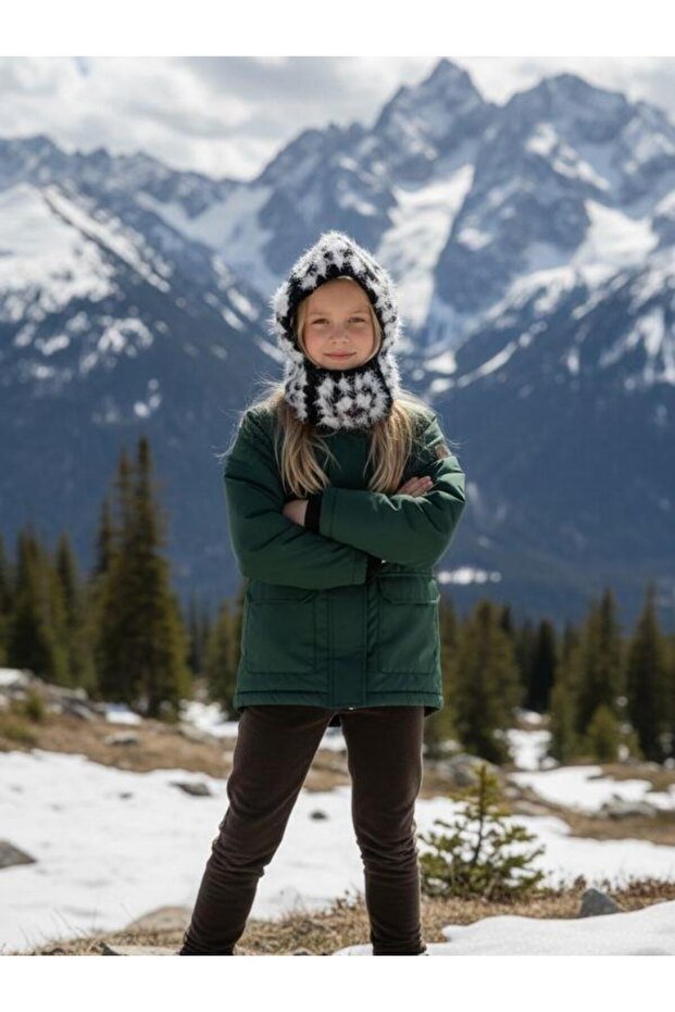 Girl's Handmade Hand Knitted Balaklava Hat (25X30 cm)