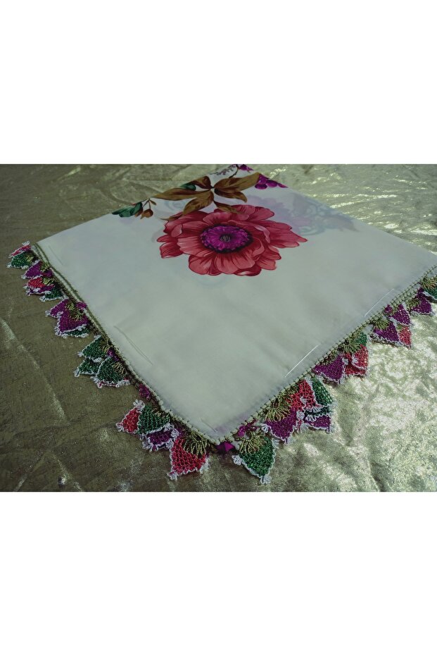 Ve Reyhan Handmade Needlework Writing, Scarf, Yemeni, Mevlit Shawl, Gift with 4 Edges Embroidered
