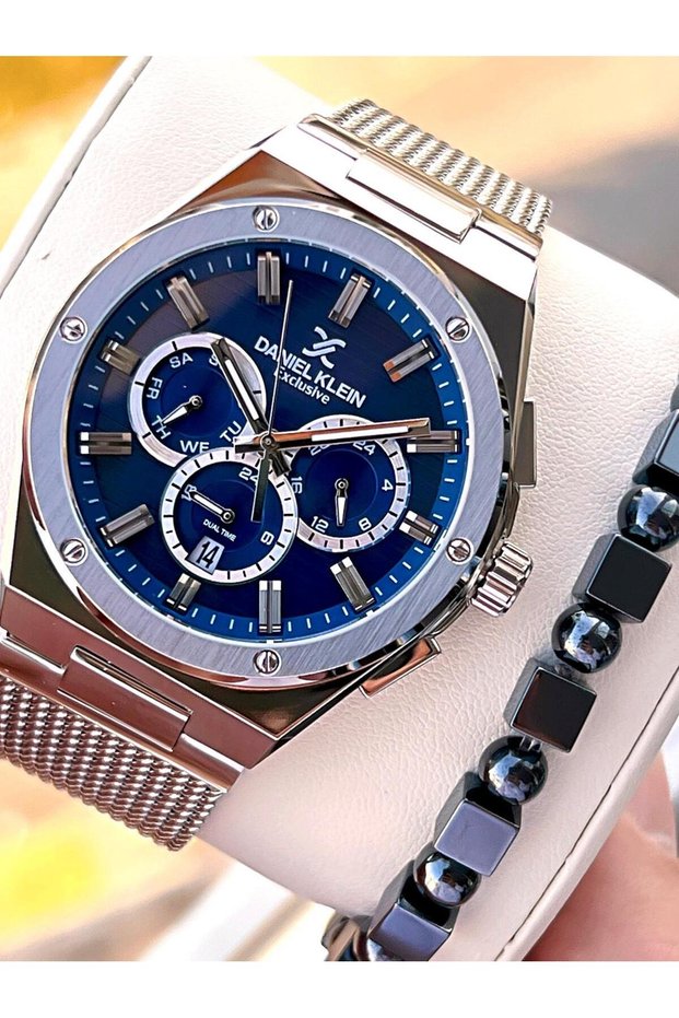 Men's Wristwatch 30 Meters Water Resistant Steel Band + Bracelet Gift Vs.Blkt.0688