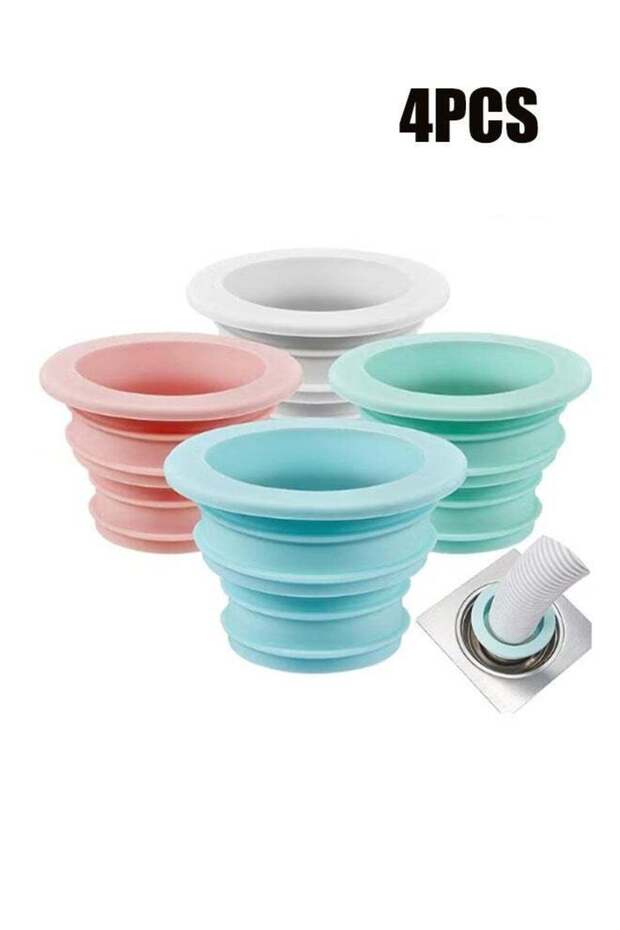 4-Piece Sewer Odor Seal Plug - Silicone Pipe Seal Plug - Washing Machine Drain Seal - Bathroom Kitc