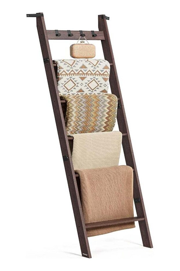 VASAGLE Blanket Ladder, 6-Tier Ladder Shelf, Ladder Rack for Storage and Decor, Towel Ladder with 4