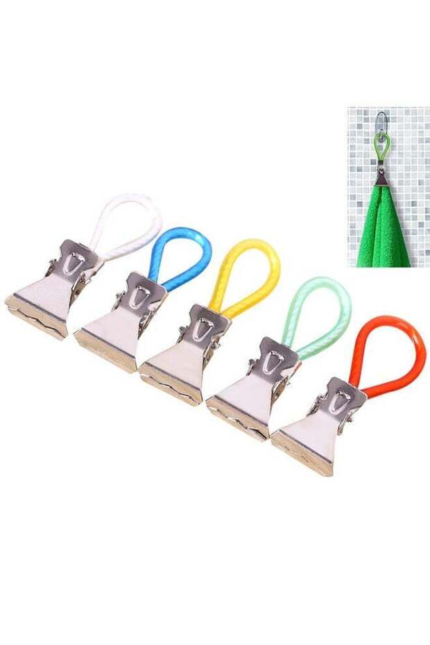 Tea Towel Hanging Clips, 5 Colors Metal Tea Towel Storage Clip, Multicolour Bath Towels Clothes Peg