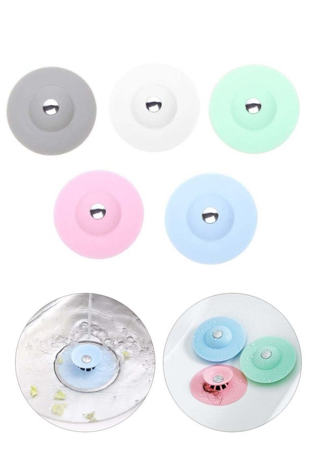 5 Pcs Shower Drain Stopper Silicone Bathtub Drain Strainers for Bathroom and Kitchen