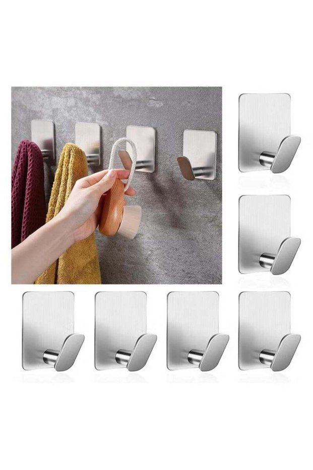 6 Pack Self Adhesive Coat Hooks,Bath Towel Hooks, Sturdy No Drilling Robe Hook, SUS 304 Stainless S