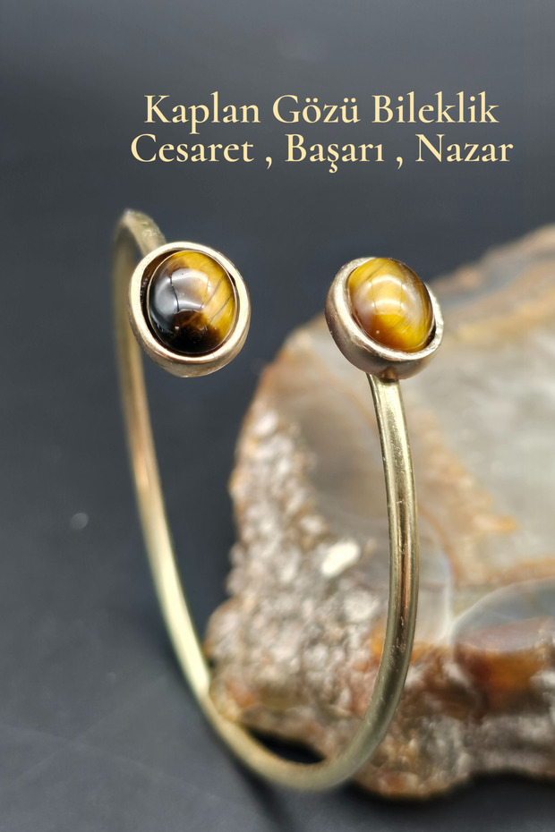 Tiger's Eye Double-Sided Brass Quality Bracelet Evil Eye, Courage, Success Design