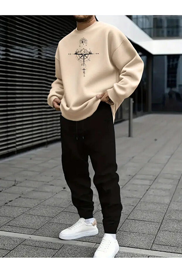 طقم بدلة رياضية قصة فضفاضة بنمط جبلي بسيط - 1