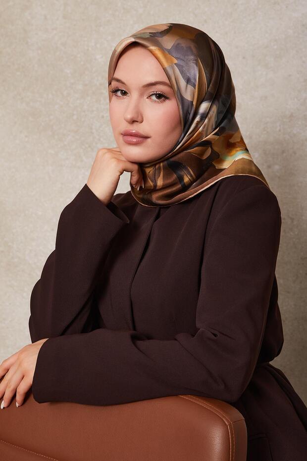 Kahve Twill İpek Eşarp 44 - 2