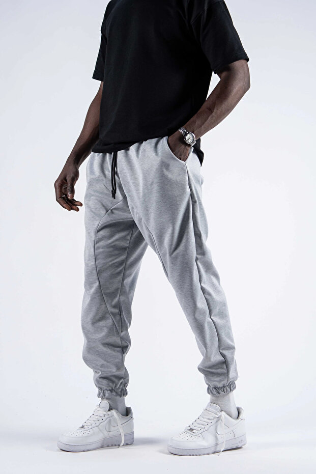Gray Jogger with Elasticated Waistband - 3