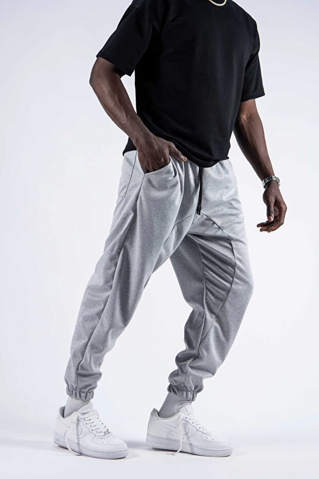 Gray Jogger with Elasticated Waistband - 2