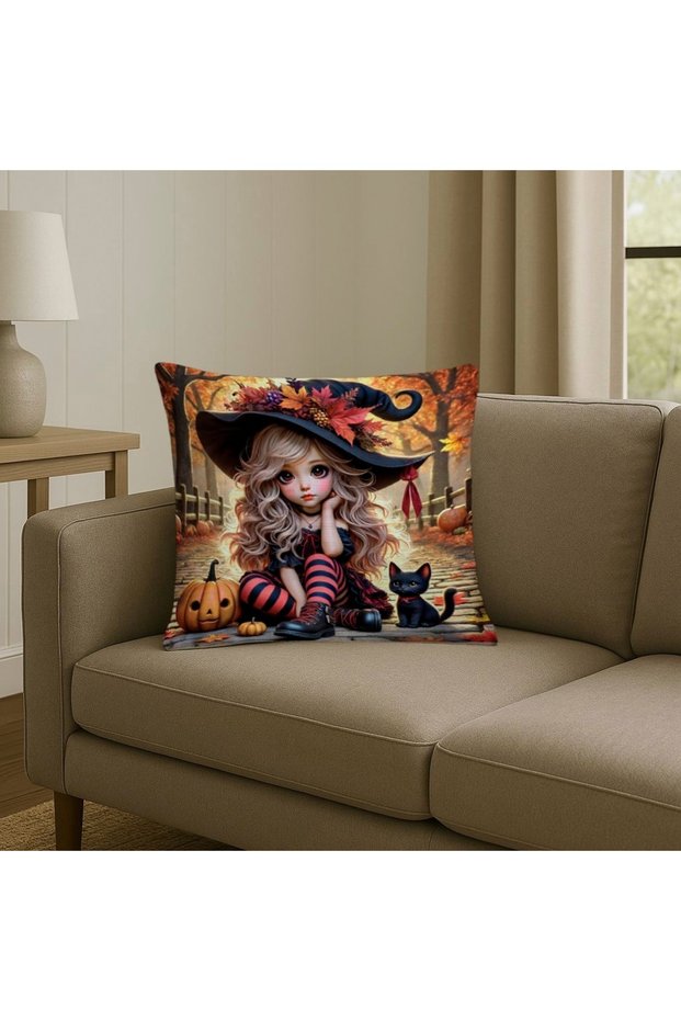 Digital Printed Halloween Patterned Decorative Throw Pillow Case