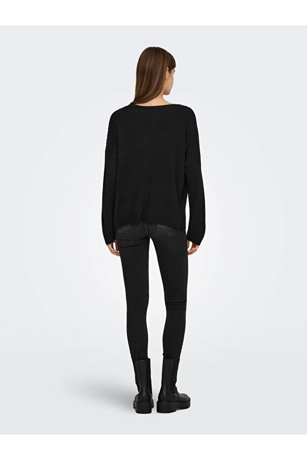 ONLSTARRY LS SEQUIN BOXY V-NECK KNT - 2