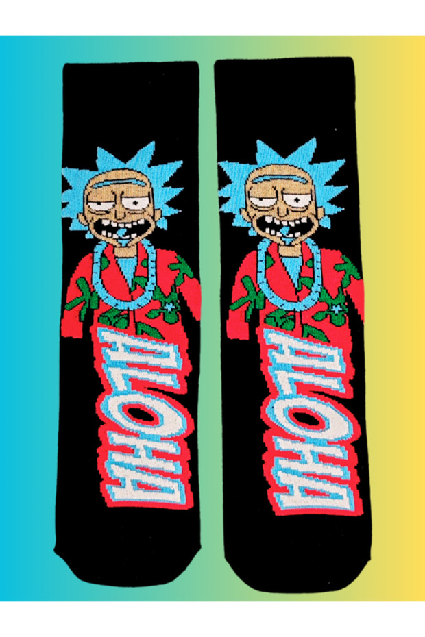 Special Series Happy Colorful Morty Aloha Patterned Socks Fun Comfortable Stylish Design Style Socks