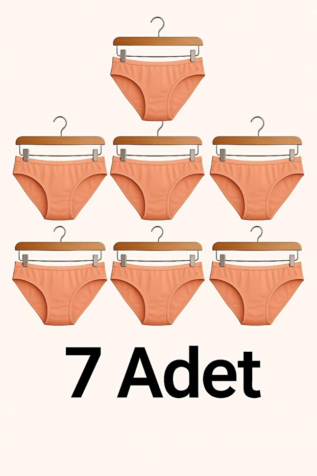 7 Pieces Salmon Pink Cotton Basic Daily Women's Bikini Panties – Regular Waist, Non-Marking, Flexible and Comfortable