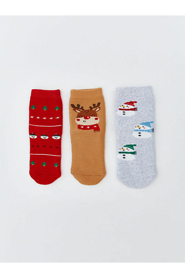 Quality Pieces from Çelebi Store: New Year's Themed Baby Boy Socks, 3-Piece Set