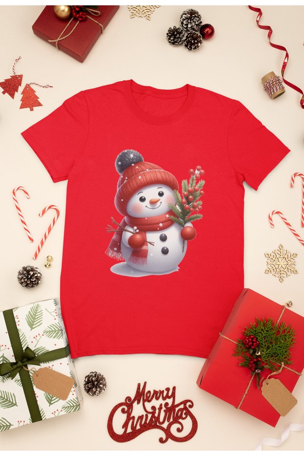 New Year Printed Unisex Children's T-Shirt, Christmas Themed, 100% Cotton