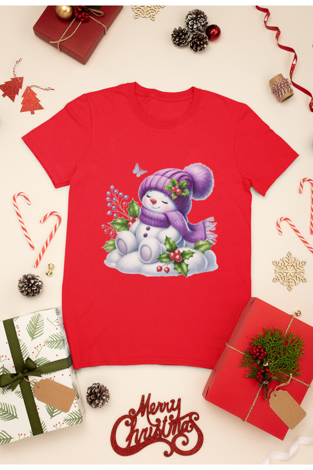New Year Printed Unisex Children's T-Shirt, Christmas Themed, 100% Cotton