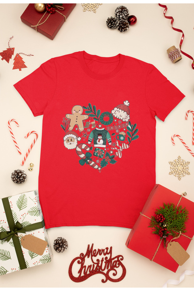 New Year Printed Unisex Children's T-Shirt, Christmas Themed, 100% Cotton