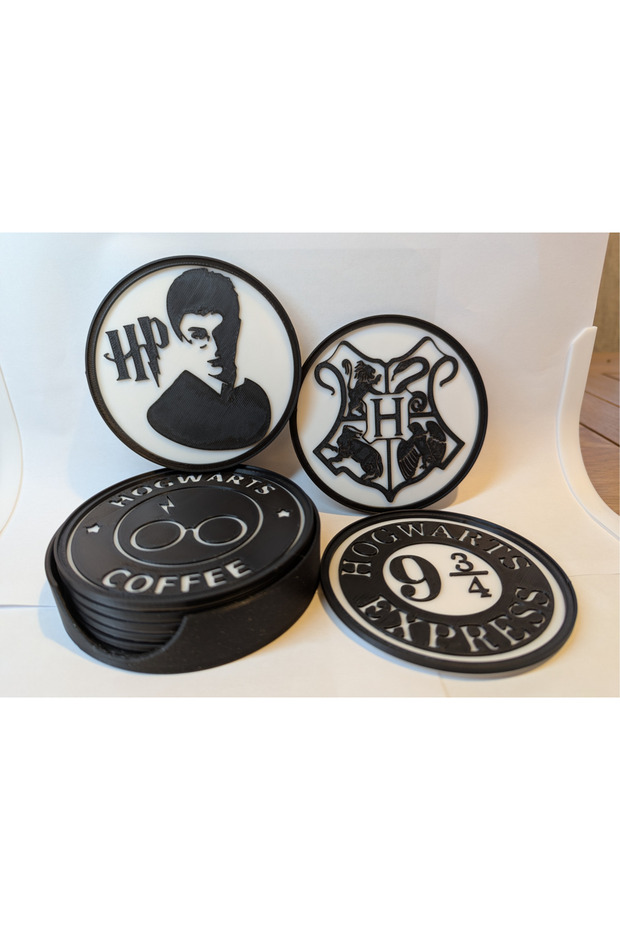 Harry Potter Themed Set of 4 3D Printed Coasters | Hogwarts, 9 3/4, Coffee, Portrait House Gift,