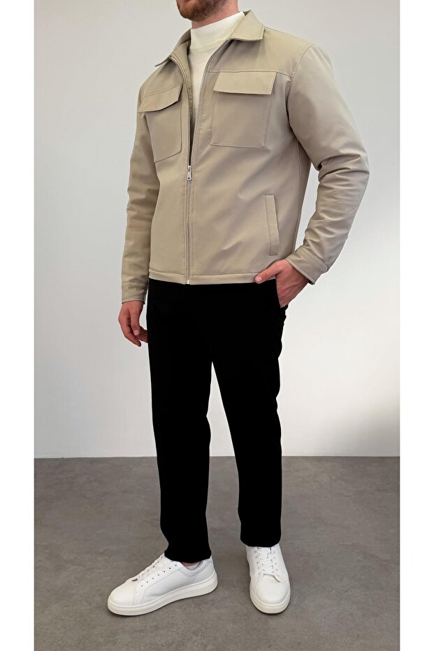 ELİT CEPLİ CEKET KREM - 2
