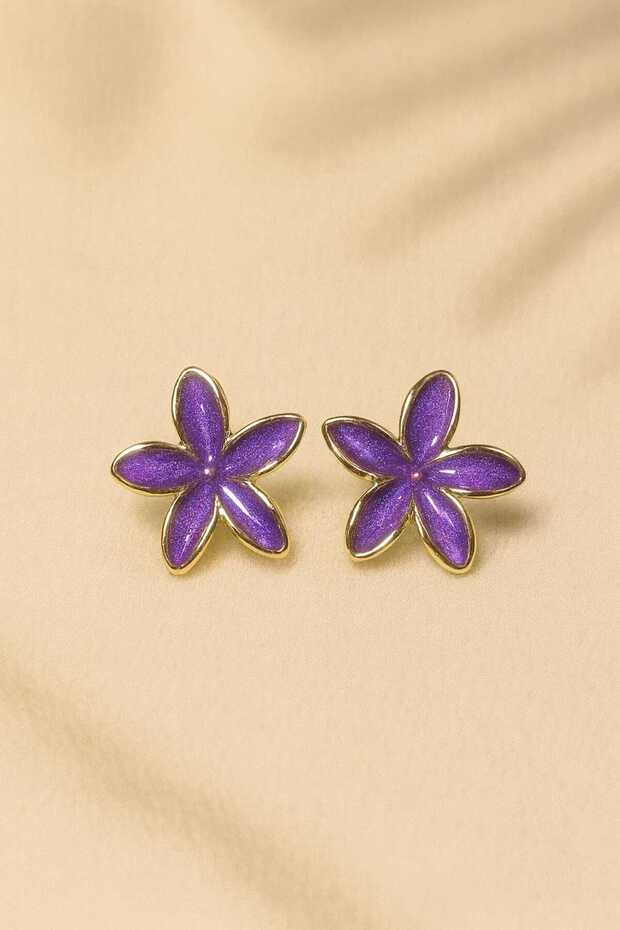 Elegant Earrings with 5-Petal Flower Design – Color Options Available