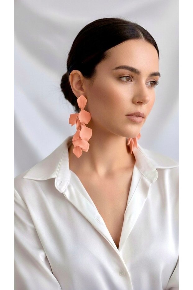 Brass Earrings for Women Powder Color Dangling Leaf Model |   Stylish and Durable Jewelry
