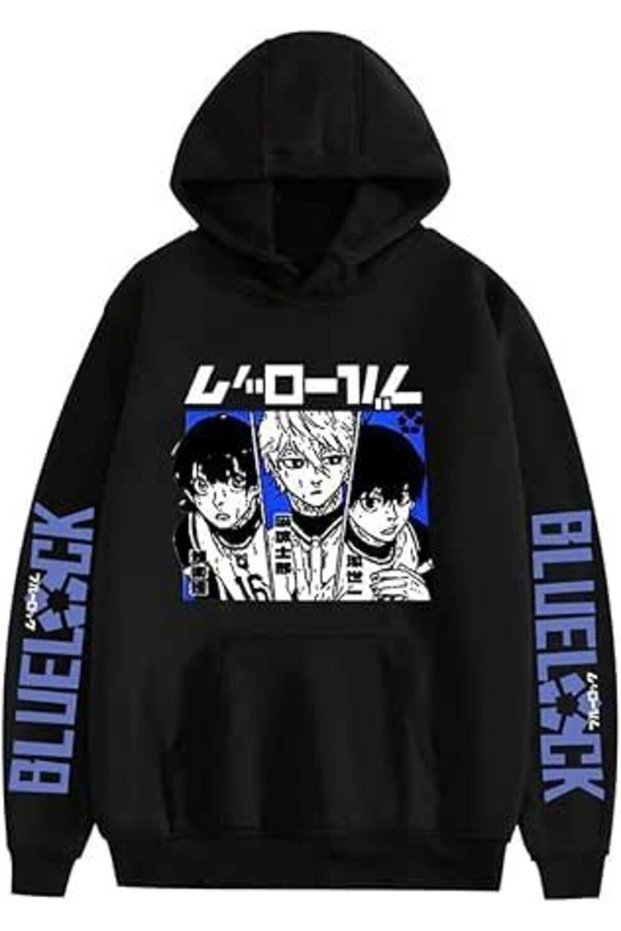 Blue Lock Isagi Yoichi and Rin Itoshi Anime Harajuku Printed 3 Yarn Quality Hooded Anime Sweatshirt