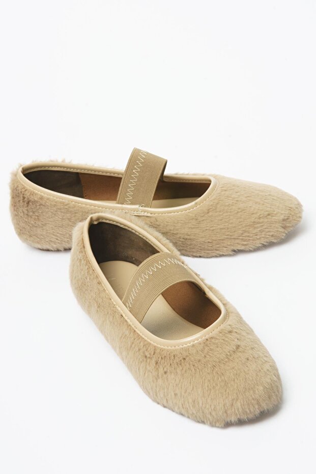 Women's Plush Ballet Flats Elastic Mink Furiva