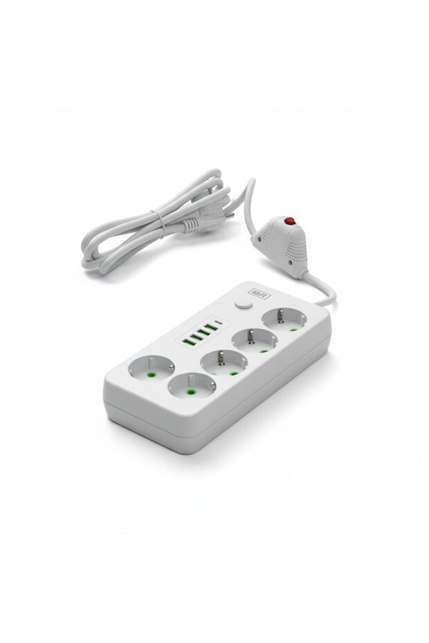 Akım Korumalı Smart Tech 5’li Priz – USB Charge & Reset Button – 2m - 2