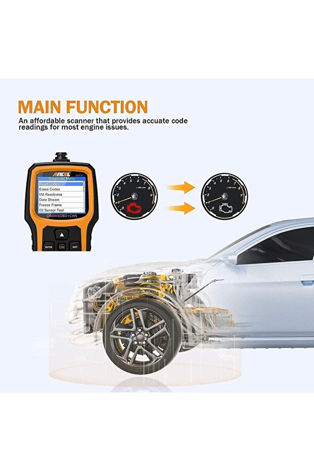 قارئ أكواد المركبات AD410 OBD II المحسّن مع حقيبة واقية - 3
