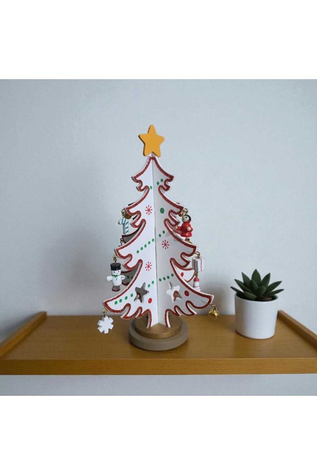 Wooden Christmas Tree – Red, Green, White Christmas Desktop, Bookshelf Gift Set, DIY