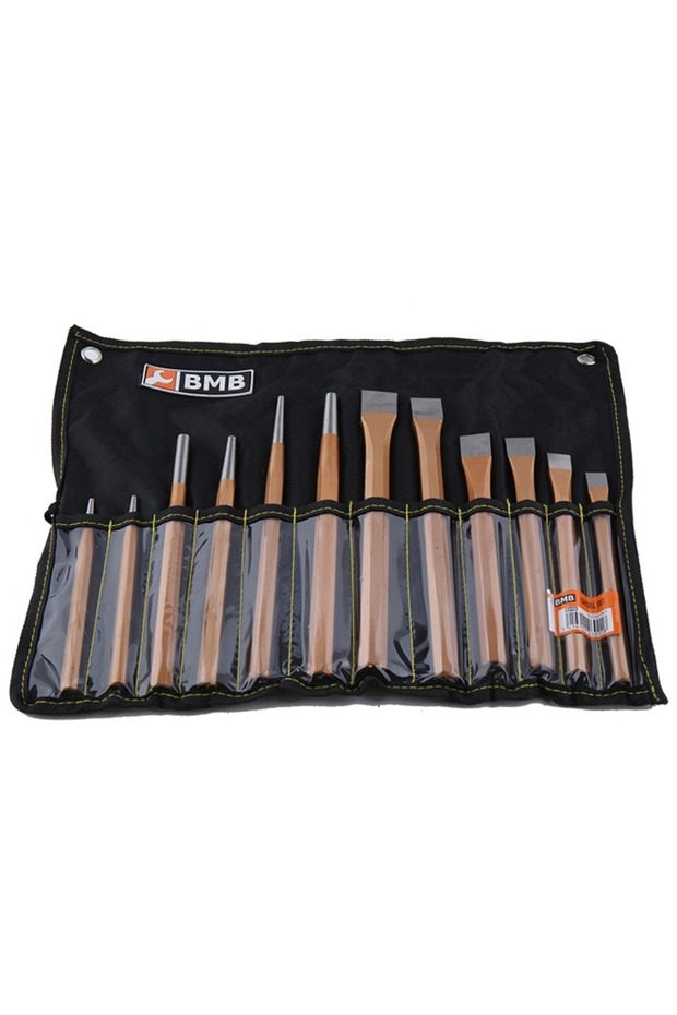 BMB Chisel Set 12Pcs - Precision Pin Punch and Chisel Tools with Roll-Up Pouch for Wood - 3