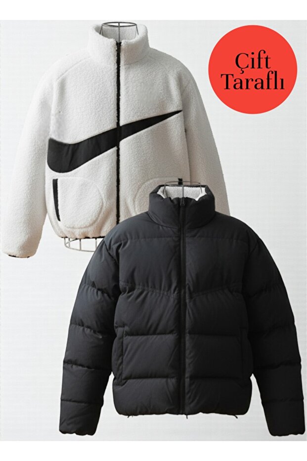 Unisex Reversible Oversize Double Pocket Fleece Puffer Jacket
