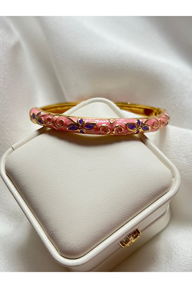 Gold Enamel Steel Handcuff Bracelet