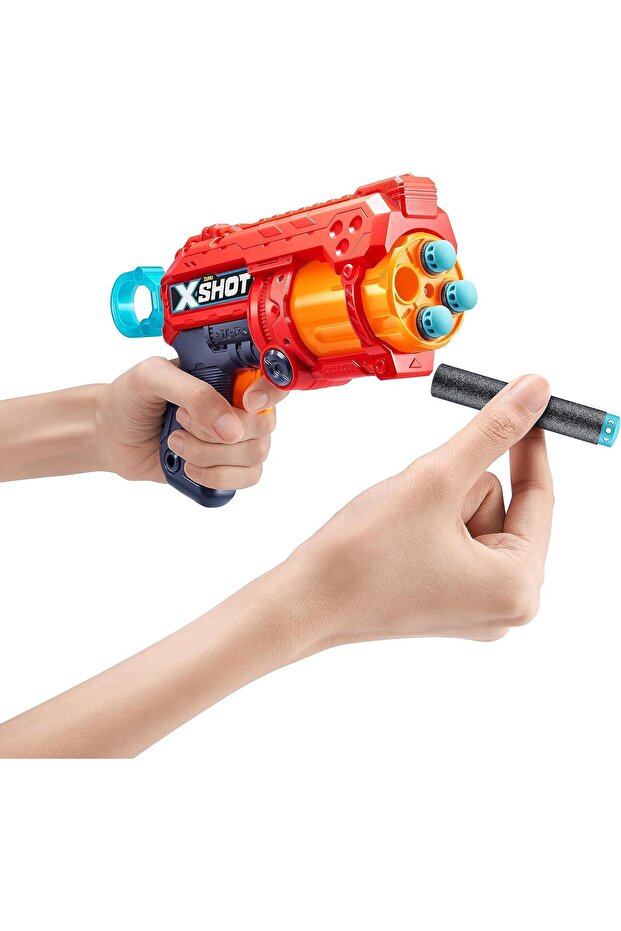 X-Shot Excel Fury 4 Combo - 4-Round Rotating Foam Dart Blaster (Up to 27 m) - 5